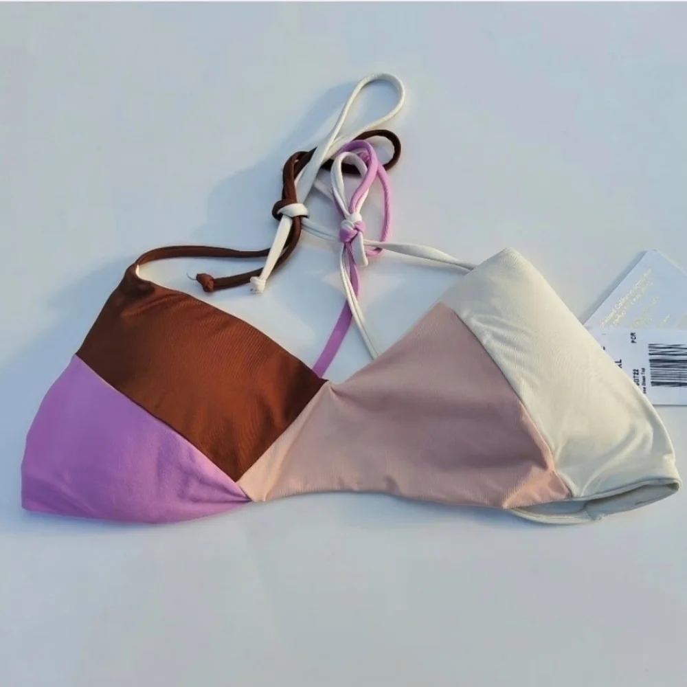 L*Space Sea Glass Top Women's XL New Neutral Minimal Nudes Bikini Top Minimalist